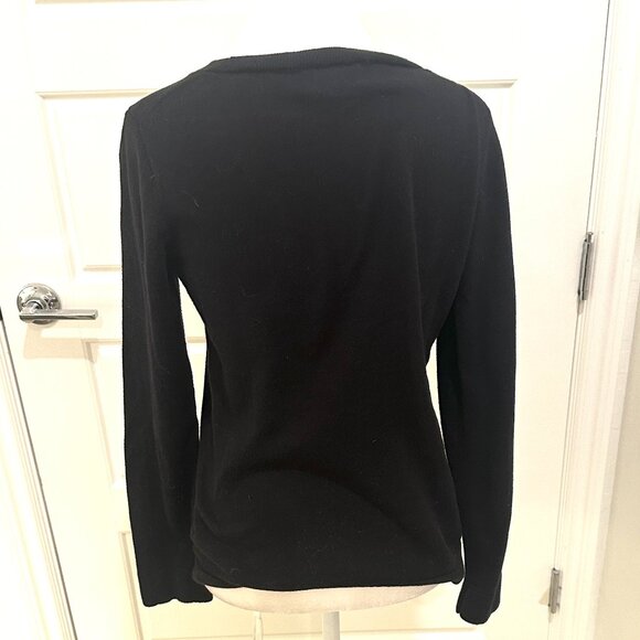 J.CREW BLACK LEOPARD HEART SWEATER MEDIUM - Picture 3 of 5